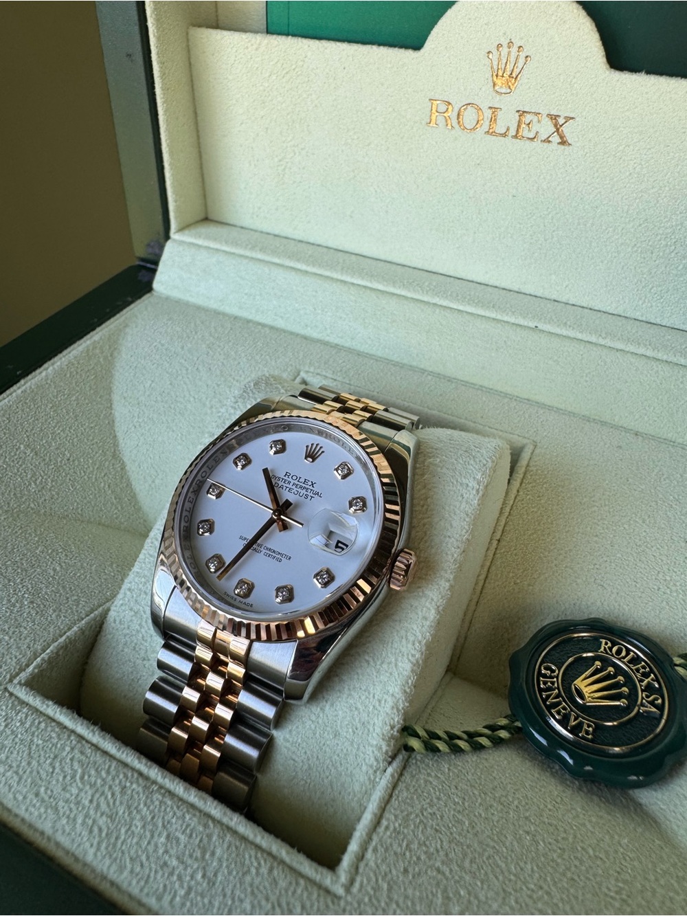 AUTHENTIC Rolex 36 mm  Oyster Perpetual Datejust Green Warranty Card and Tag - Picture 3 of 17